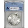 Image 1 : 1881-CC S$1 MS65 ANACS. Fully brilliant with exquisite 