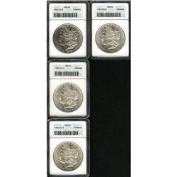 1882-CC S$1 MS63 ANACS. A nice group of four 1882-CC d 