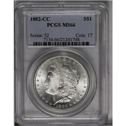 1882-CC S$1 MS66 PCGS. A sharply struck and brilliant 