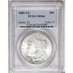 1882-CC S$1 MS66 PCGS. A delightful coin of startling 
