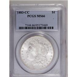 1883-CC S$1 MS66 PCGS. Mostly untoned with frosty mint 