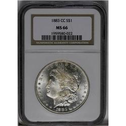 1883-CC S$1 MS66 NGC. A highly lustrous and boldly str 