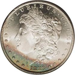 1883-CC S$1 MS65 Deep Mirror Prooflike PCGS. Thin band 