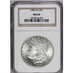 1885-CC S$1 MS64 NGC. Choice and solidly struck for th 
