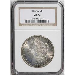 1885-CC S$1 MS64 NGC. Both sides of this lustrous near 