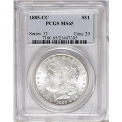 1885-CC S$1 MS65 PCGS. VAM-3. The mintmark is tilted s 
