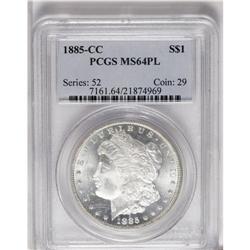 1885-CC S$1 MS64 Prooflike PCGS. A moderately reflecti 