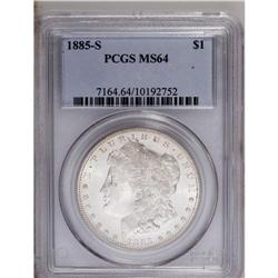 1885-S S$1 MS64 PCGS. Both sides have significant cart 