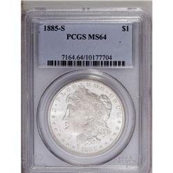 1885-S S$1 MS64 PCGS. Well struck and essentially unto 