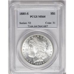 1885-S S$1 MS64 PCGS. Deep cobalt-blue, plum-mauve, an 