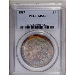 1887 S$1 MS66 PCGS. Partial bronze toning on the rever 
