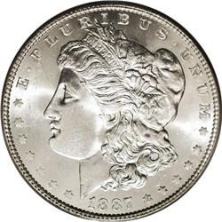 1887/6 S$1 MS65 PCGS. Overdate varieties exist for bot 