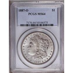 1887-O S$1 MS64 PCGS. This lustrous and nearly brillia 