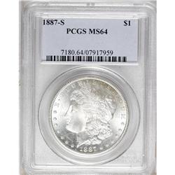 1887-S S$1 MS64 PCGS. Choice with pleasing luster and 