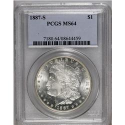 1887-S S$1 MS64 PCGS. A nicely struck near-Gem with tr 