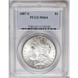 1887-S S$1 MS64 PCGS. Flashy and brilliant on the obve 