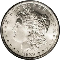 1888-O S$1 MS66 PCGS. Striking quality varies greatly 