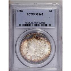 1889 S$1 MS65 PCGS. Rich golden-brown and blue-green t 