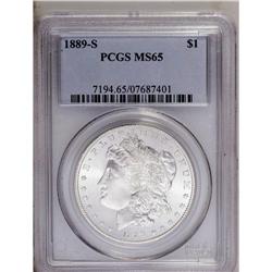 1889-S S$1 MS65 PCGS. Nice creamy luster along with br 
