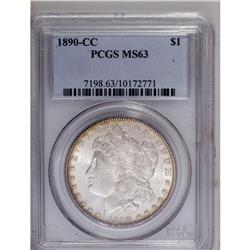 1890-CC S$1 MS63 PCGS. Pale gold patina appears at the 