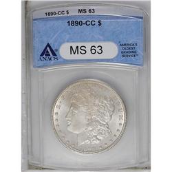 1890-CC S$1 MS63 ANACS. Hazy rose patina covers much o 