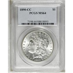 1890-CC S$1 MS64 PCGS. A brilliant and boldly struck e 
