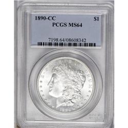 1890-CC S$1 MS64 PCGS. A well struck near-Gem, practic 