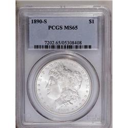 1890-S S$1 MS65 PCGS. The date is lightly repunched. 