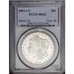 1891-CC S$1 MS63 PCGS. The flashy, brilliant surfaces 