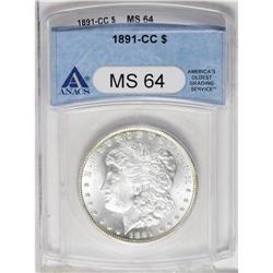 1891-CC S$1 MS64 ANACS. Brilliant on both sides, with 