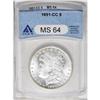 Image 1 : 1891-CC S$1 MS64 ANACS. Brilliant on both sides, with 