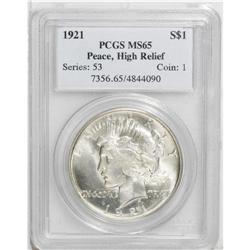 1921 S$1 MS65 PCGS. A frosty Gem with traces of milky 