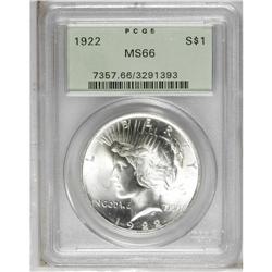 1922 S$1 MS66 PCGS. An exceptional example of this iss 