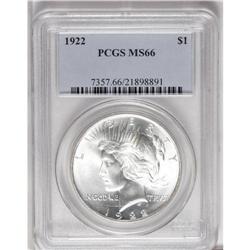 1922 S$1 MS66 PCGS. Generally well struck except for t 