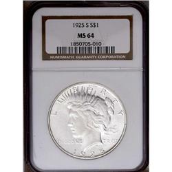 1925-S S$1 MS64 NGC. Lustrous and well struck with pal 