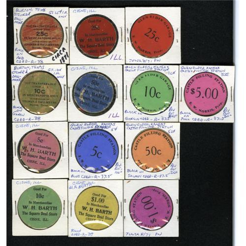 Group Lot of Paper tokens, included are a 5 piece set o