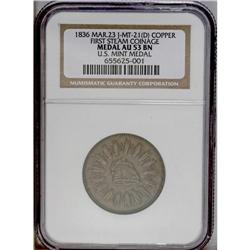 1836 US Mint First Steam Coinage AU53 NGC. Julian-MT-21 