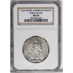 1925 Norse American Centennial Medal, Thick Planchet,MS 