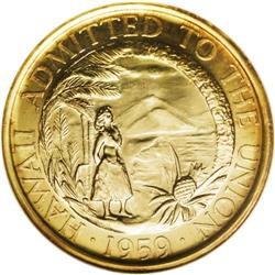 1959 Hawaii Statehood Medal in Gold MS68 NGC. M-5Ab. St 