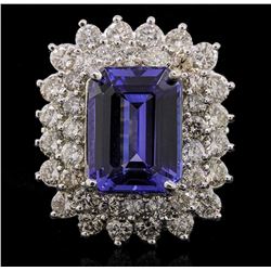 14KT White Gold 6.93 ctw Tanzanite and Diamond Ring
