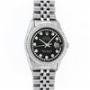 Image 2 : Rolex Mens Stainless Steel Black String Diamond 36MM Datejust Wristwatch With Ro