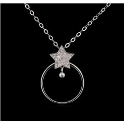 0.16 ctw Diamond Necklace - 14KT White Gold