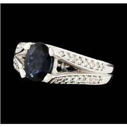 1.61 ctw Sapphire and Diamond Ring - 14KT White Gold