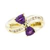 Image 2 : 0.75 ctw Amethyst and Diamond Ring - 14KT Yellow Gold