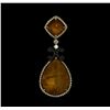 Image 1 : Natural Quartz and Diamond Pendant - 18KT Yellow Gold