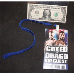 CREED VS DRAGO SCREEN USED VIP PASS 4