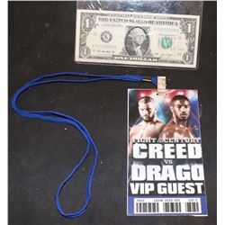 CREED VS DRAGO SCREEN USED VIP PASS 1