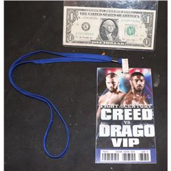 CREED VS DRAGO SCREEN USED VIP PASS 2