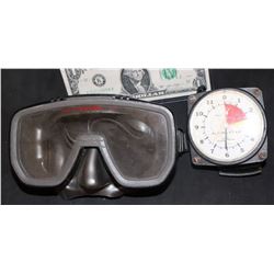 NAVY SEALS MICHAEL BIEN SCREEN USED HERO DIVE MASK AND DEPTH MEATER