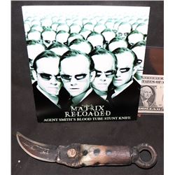 THE MATRIX RELOADED SCREEN USED AGENT SMITH F/X BLOOD RIG KNIFE